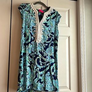Lilly Pulitzer Madia Tunic Dress in High Tide Navy Size medium Rayon